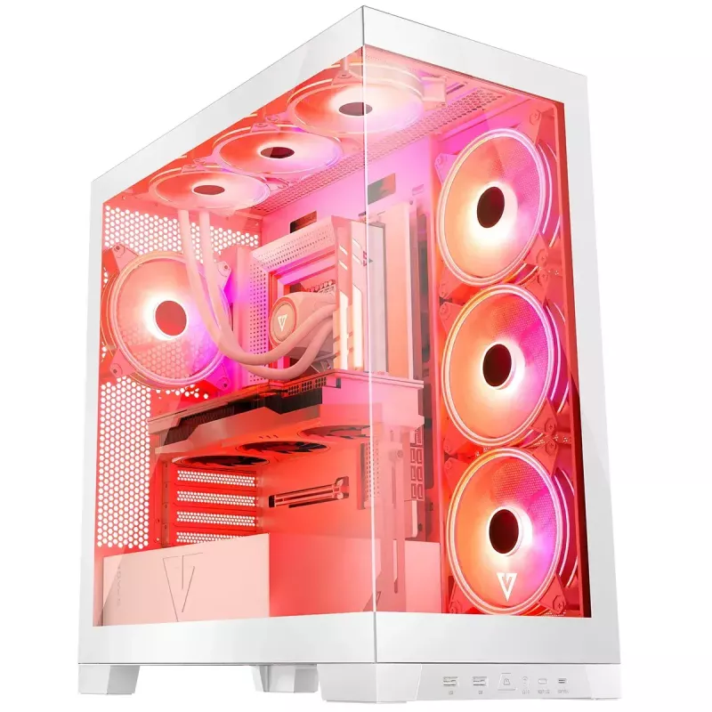 PC-Gehäuse MODECOM Volcano SPACE APEX ARGB MIDI Tower Weiß – Stahl, Seitenfenster, ARGB-Lüfter, USB-C