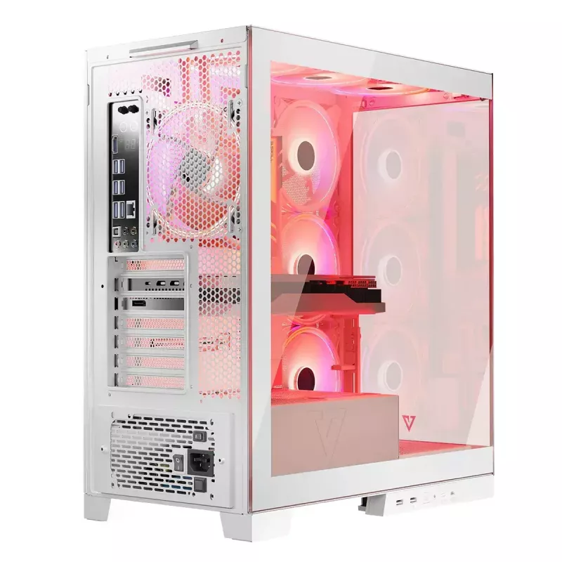 PC-Gehäuse MODECOM Volcano SPACE APEX ARGB MIDI Tower Weiß – Stahl, Seitenfenster, ARGB-Lüfter, USB-C