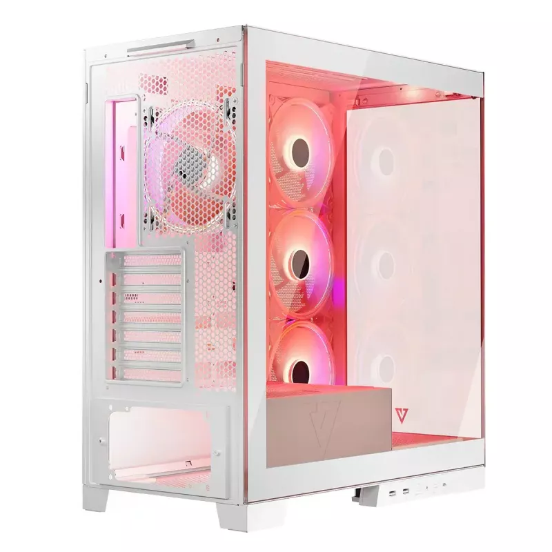 PC-Gehäuse MODECOM Volcano SPACE APEX ARGB MIDI Tower Weiß – Stahl, Seitenfenster, ARGB-Lüfter, USB-C