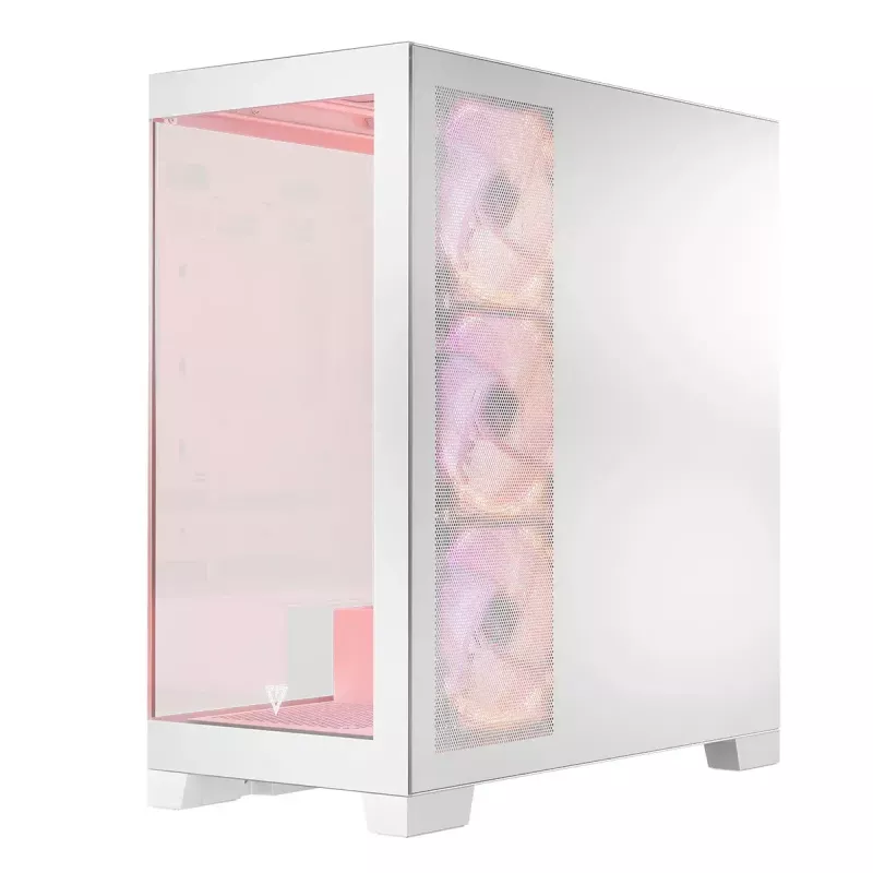PC-Gehäuse MODECOM Volcano SPACE APEX ARGB MIDI Tower Weiß – Stahl, Seitenfenster, ARGB-Lüfter, USB-C