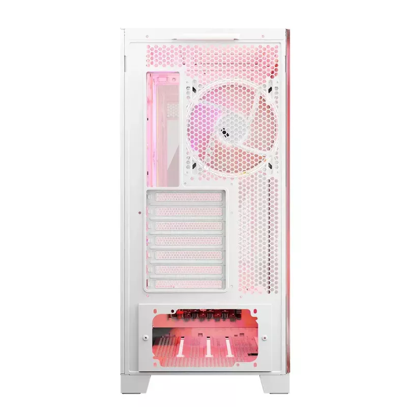PC-Gehäuse MODECOM Volcano SPACE APEX ARGB MIDI Tower Weiß – Stahl, Seitenfenster, ARGB-Lüfter, USB-C