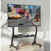 Bodenständer TECHLY 366983 für 45–90 Zoll Fernseher, schwarz, Stahl, Höhe 1026–1126 mm, max. VESA 800x400, Belastung 60 kg