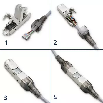 Qoltec 54540 werkzeugloser RJ45-Stecker CAT6 STP für geschirmte Ethernet-Kabel