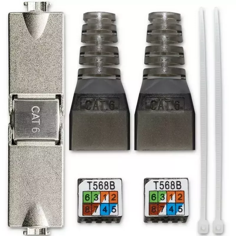 Werkzeugloser RJ45-Stecker QOLTEC 54540 CAT6 STP für geschirmte Ethernet-Kabel