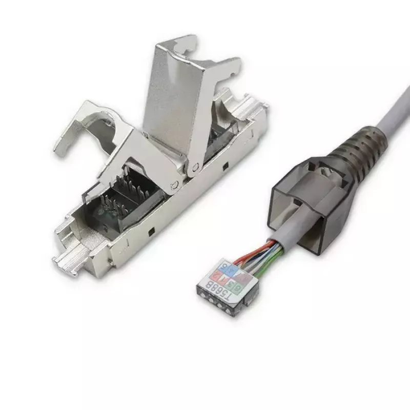 Werkzeugloser RJ45-Stecker QOLTEC 54540 CAT6 STP für geschirmte Ethernet-Kabel