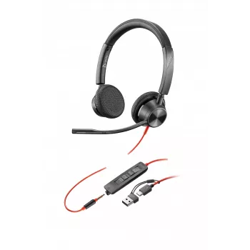 HP Poly Schwarzwire 3325 Stereo USB-C Headset +3.5mm Plug +USB-C/A Adapter