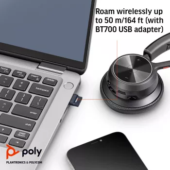 HP Poly Voyager 4320 USB-C Headset +BT700 Dongle, Kabellos, Büro/Callcenter, Headset, Schwarz