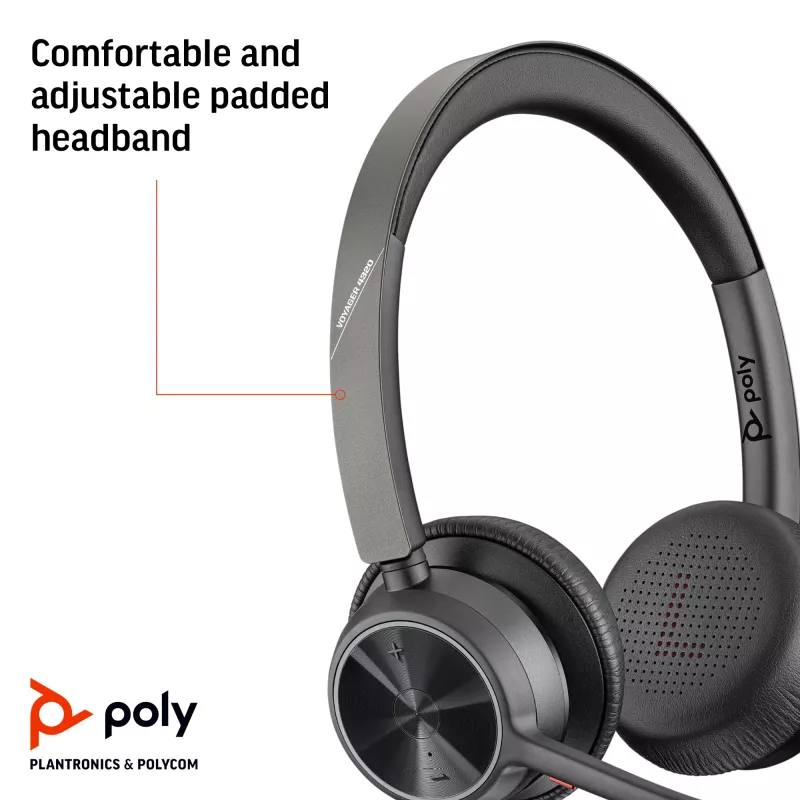 HP Poly Voyager 4320 USB-C Headset +BT700 Dongle, Kabellos, Büro/Callcenter, Headset, Schwarz