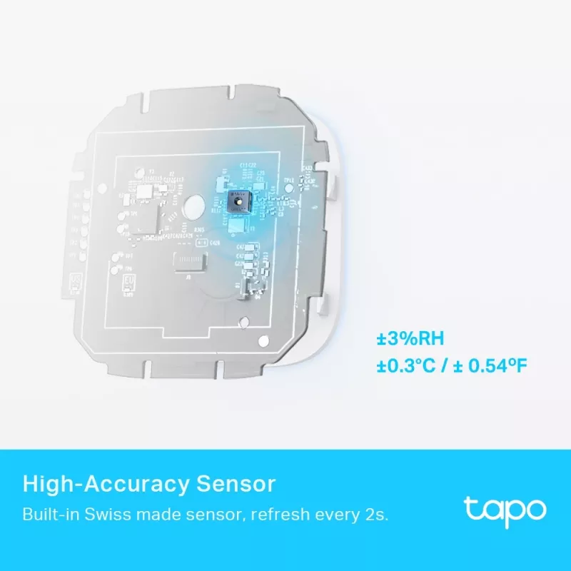 TP-Link Tapo Smart Temperatur- & Luftfeuchtigkeitsmonitor, Innenbereich, Temperatur- & Luftfeuchtigkeitssensor, freistehend, kabellos, -20 - 60 °C, 0 - 99%