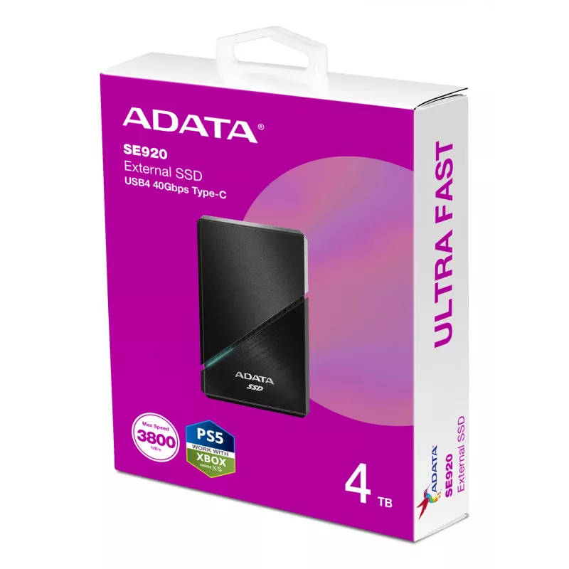ADATA SE920 Thunderbolt-Technologie 4 TB USB Type-C USB4 Gen 3x2 Schwarz