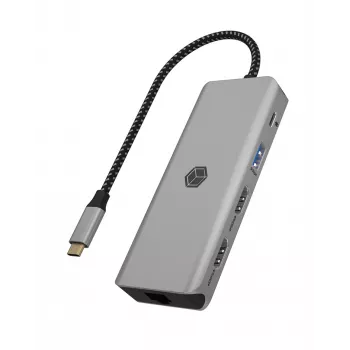 ICY BOX IB-DK4012-CPD Kabelgebunden USB 3.2 Gen 1 (3.1 Gen 1) Type-C Anthrazit, Schwarz