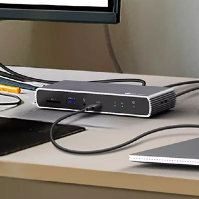 ICY BOX IB-DK4012-CPD Kabelgebunden USB 3.2 Gen 1 (3.1 Gen 1) Type-C Anthrazit, Schwarz