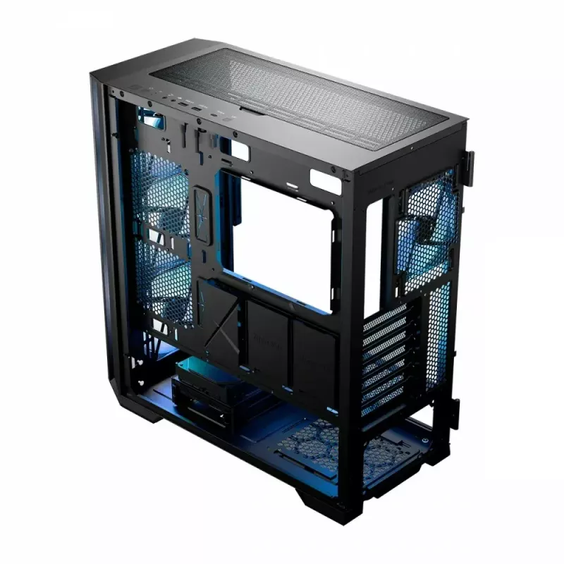 PC-Gehäuse MODECOM Horizon ARGB FLOW MIDI Schwarz — E-ATX-Unterstützung, gehärtetes Glas, ARGB, USB-C, max. GPU 400 mm