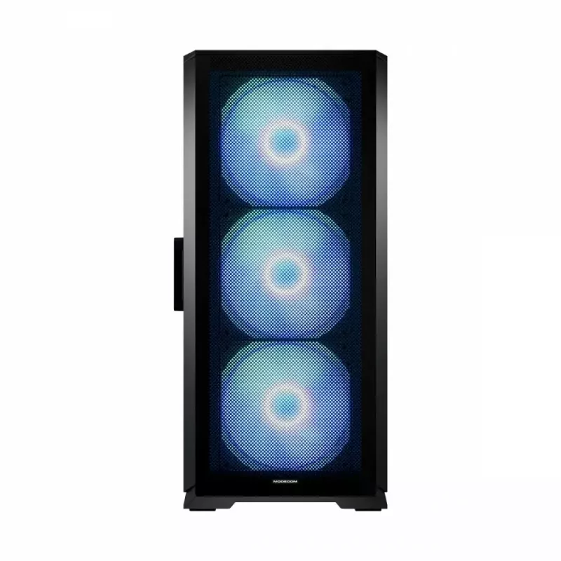 PC-Gehäuse MODECOM Horizon ARGB FLOW MIDI Schwarz — E-ATX-Unterstützung, gehärtetes Glas, ARGB, USB-C, max. GPU 400 mm