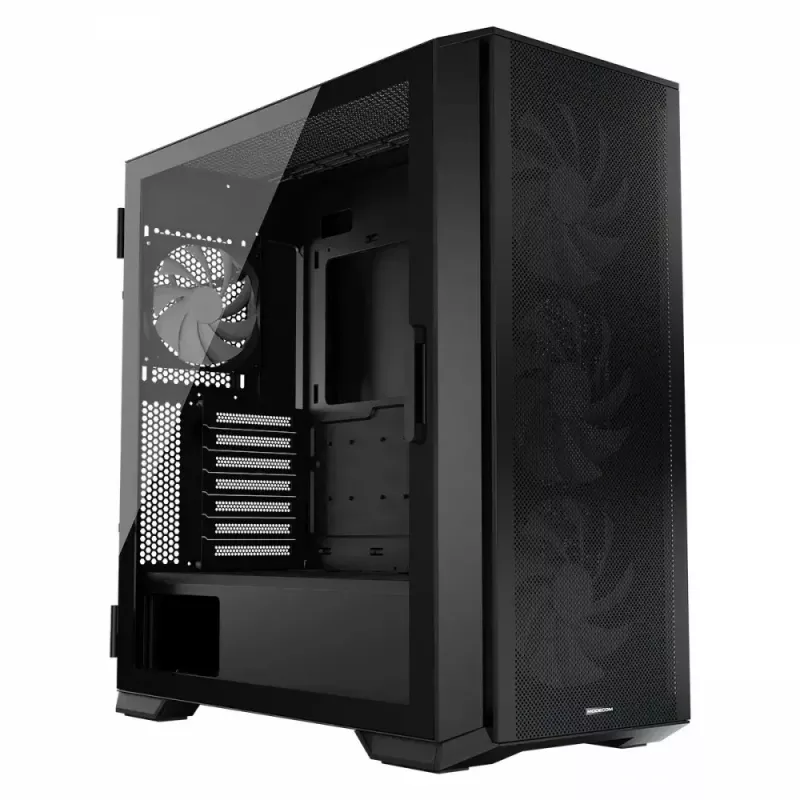 PC-Gehäuse MODECOM Horizon ARGB FLOW MIDI Schwarz — E-ATX-Unterstützung, gehärtetes Glas, ARGB, USB-C, max. GPU 400 mm