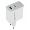 NATEC kabelgebundenes AC-Ladegerät für Mobilgeräte NUC-2142, USB-C PD 3.0 + USB-A, 5–20 V bis 3 A, 45 W, weiß