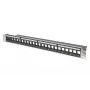 DIGITUS Modular Patch Panel, geschirmt 24-Port, unbestückt, 1U, Rackmontage, Farbe Schwarz transparente Beschriftungsfelder