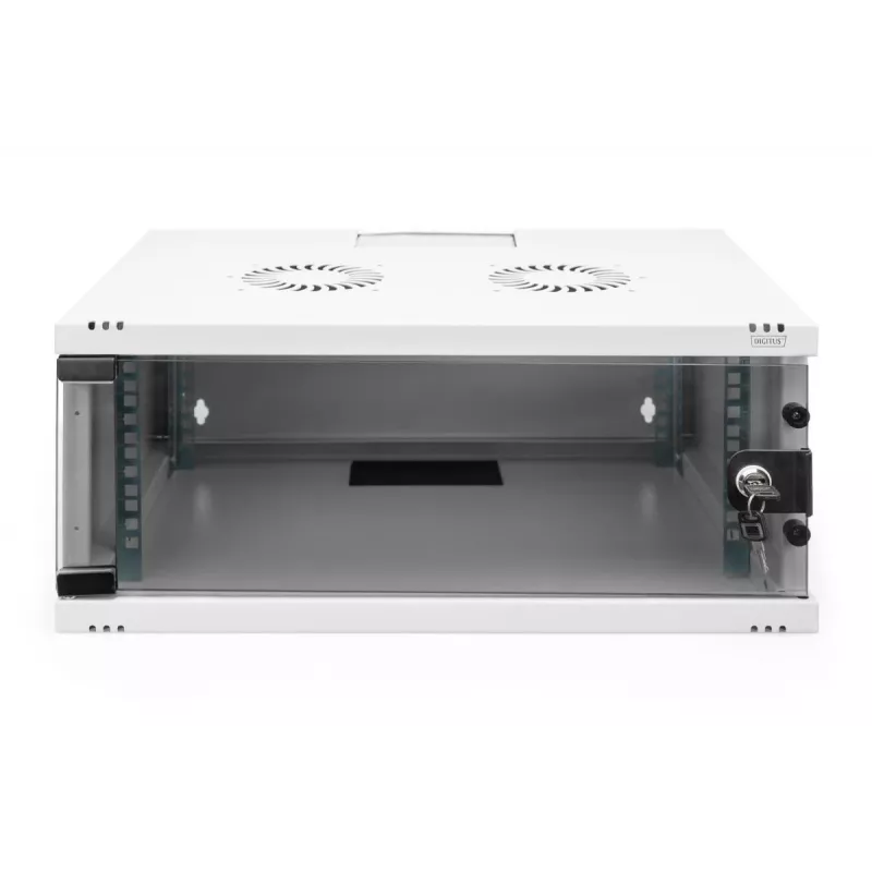 DIGITUS 4U Wandmontageschrank - SOHO unmontiert 241x540x400mm Vollglas-Fronttür grau