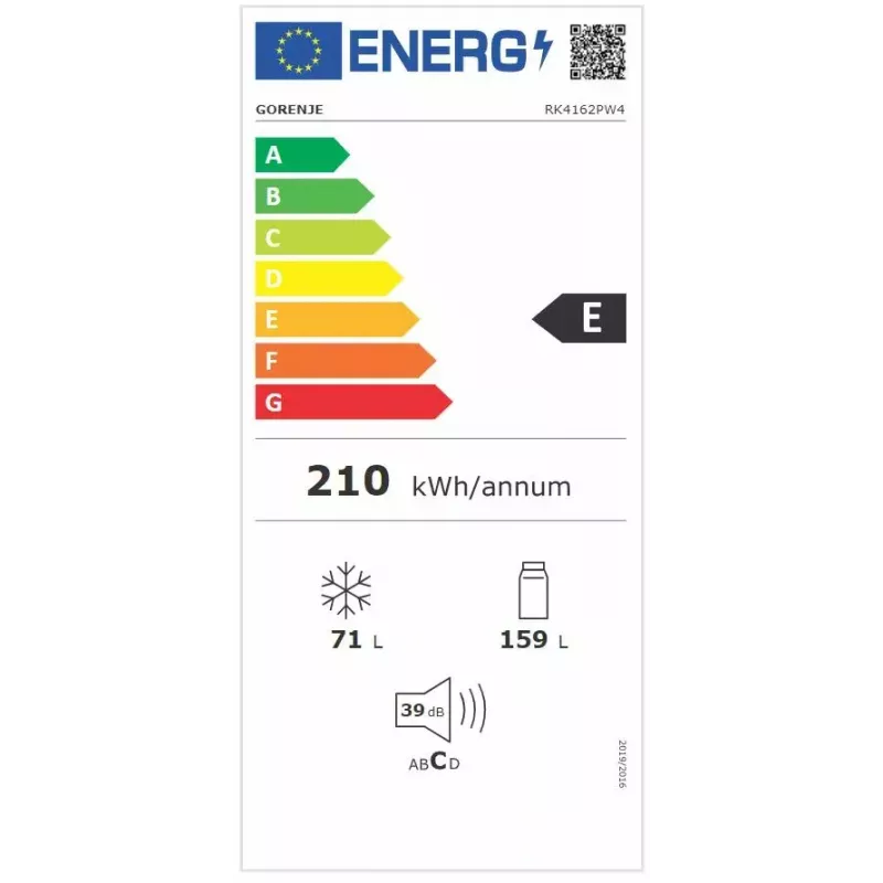 Freistehender Kühl-Gefrierschrank Gorenje RK4162PW4 — 230 L gesamt (Kühlteil 159 L, Gefrierteil 71 L), weiß, Inverter, Gefrierteil unten