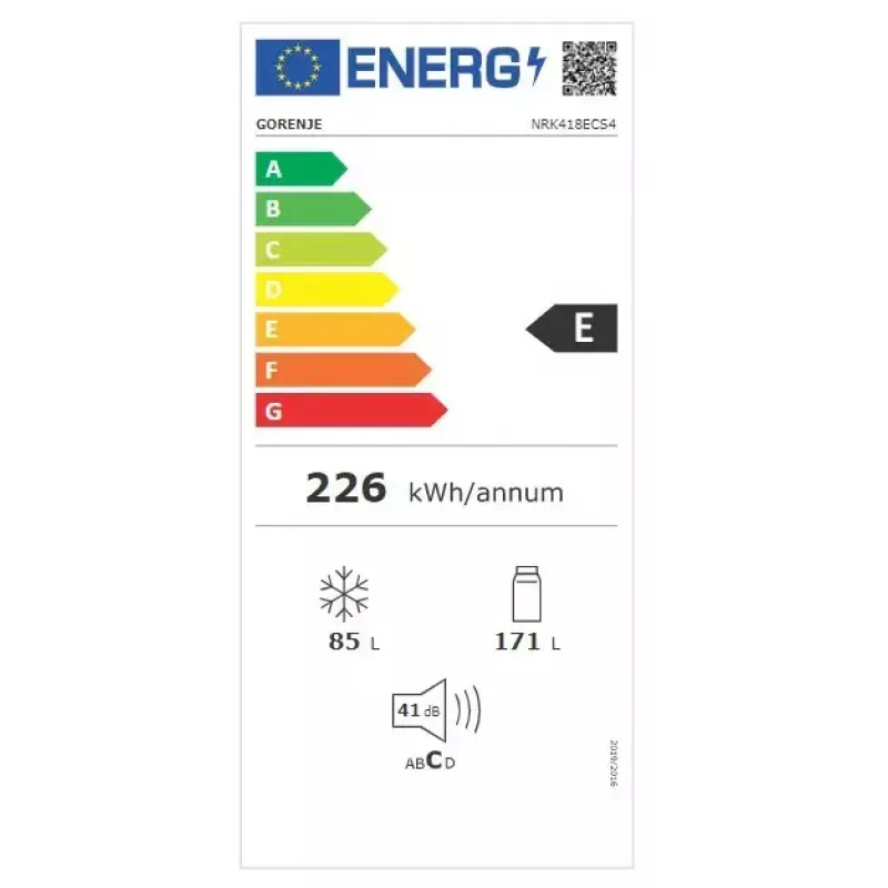 Freistehender Kühl-Gefrierschrank Gorenje NRK 418 ECS4 – 256 l Gesamtvolumen, Kühlteil 171 l No Frost, Gefrierteil 85 l, 41 dB, Energieklasse E
