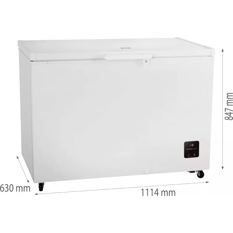 Gefriertruhe Gorenje FH30EAW — 297 L netto, Energieklasse E, freistehend, Display, weiß