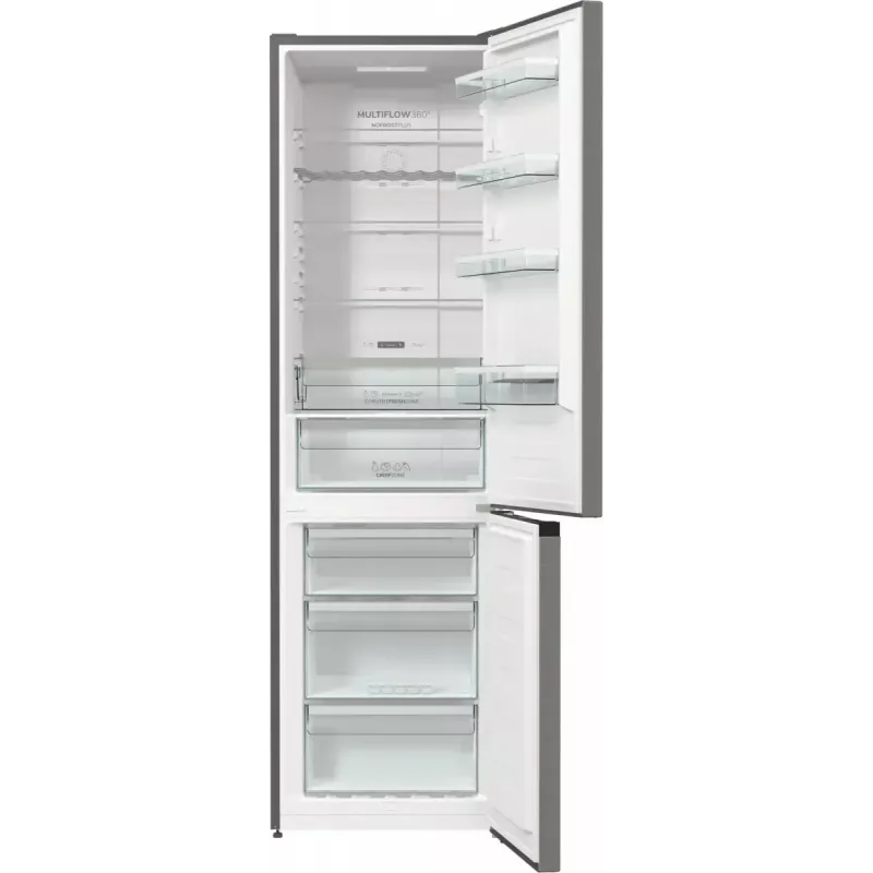 Gorenje NRK620CA2XL4 freistehende Kühl-Gefrier-Kombination, Gefrierfach unten, 331 l (235 l + 96 l), No Frost Plus, Energieklasse C, Grau
