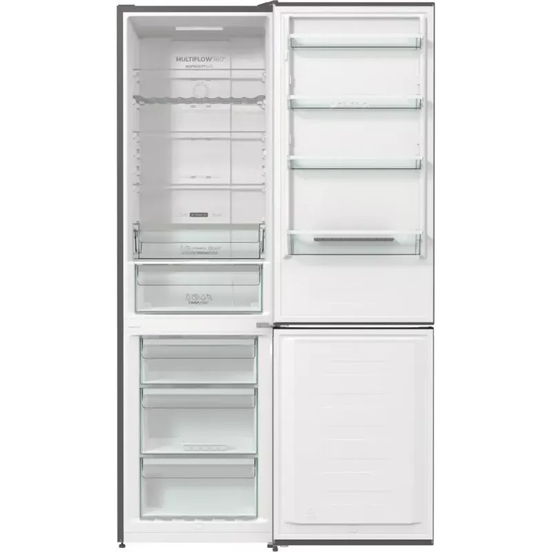 Gorenje NRK620CA2XL4 freistehende Kühl-Gefrier-Kombination, Gefrierfach unten, 331 l (235 l + 96 l), No Frost Plus, Energieklasse C, Grau