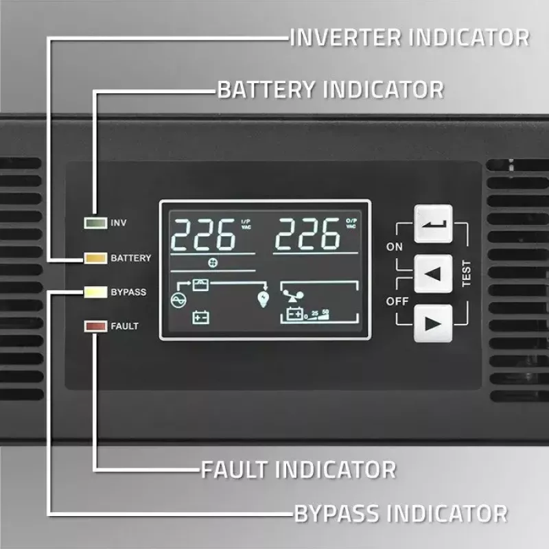 Rack-USV QOLTEC 52286 2 kVA (2000 W) Leistungsfaktor 1,0, rackmontierbar
