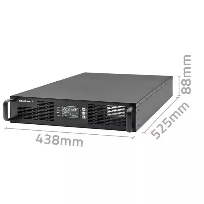 Rack-USV QOLTEC 52286 2 kVA (2000 W) Leistungsfaktor 1,0, rackmontierbar