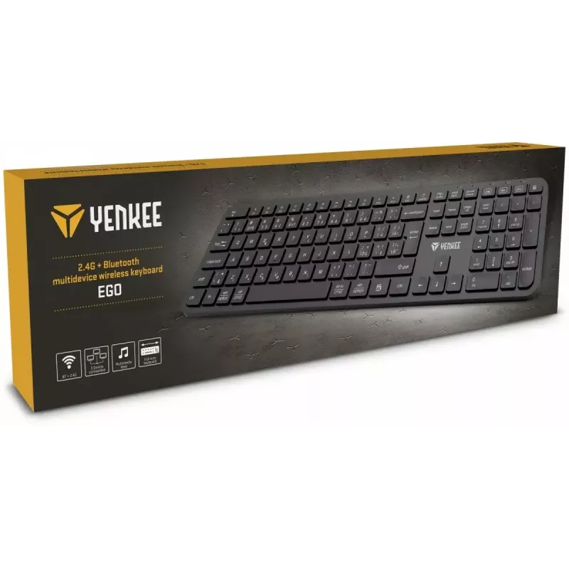 Kabellose Tastatur YENKEE YKB 2050 EGO 2.4G Bluetooth — kompaktes Layout, kabelloser Dual-Modus