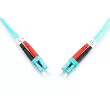 DIGITUS Glasfaser-Patchkabel, LC zu LC Multimode 50/125 µm, Duplex, Länge 1 m, Klasse OM3