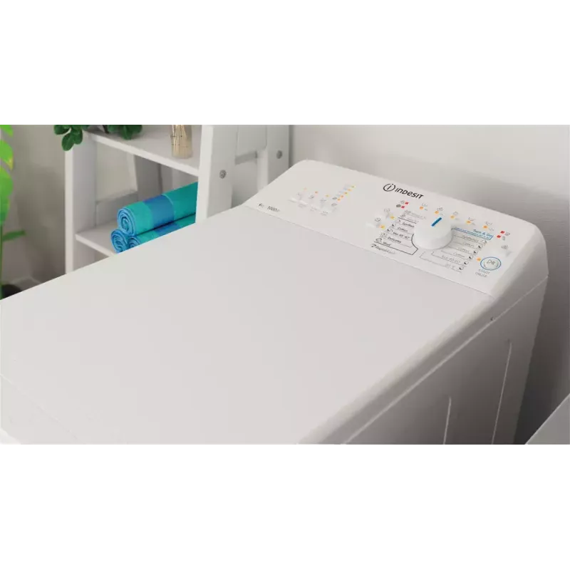 Toplader-Waschmaschine Indesit BTW L60400 EE/N — 6 kg, 1000 U/min, 400×600×900 mm, Weiß