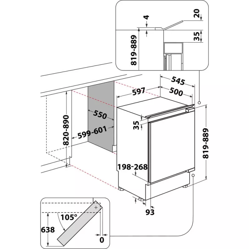 Whirlpool WBUF011 Combi-Kühlschrank Einbau 126 L