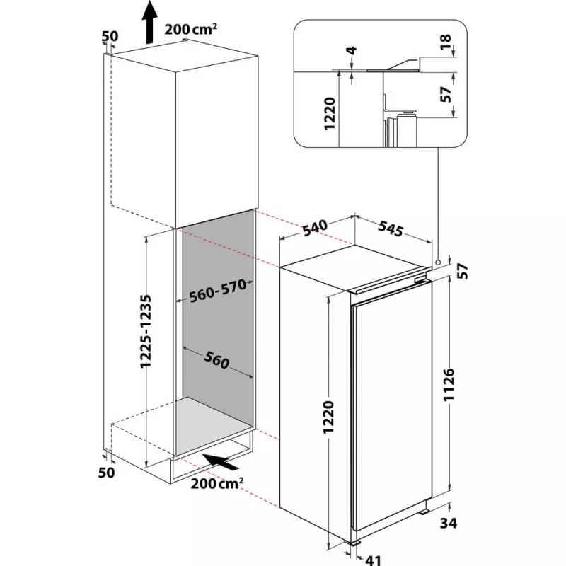 Whirlpool ARG 7342 Kühl-Gefrierkombination Einbau 189 L Weiß