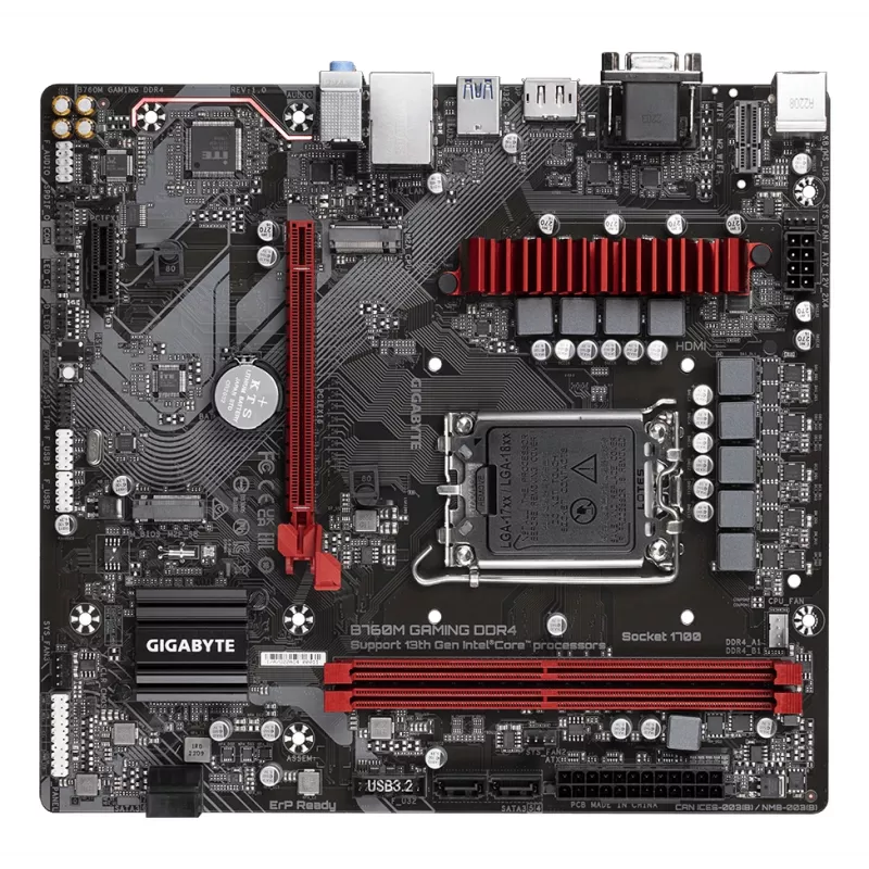 GIGABYTE B760M GAMING DDR4 Motherboard - Unterstützt Intel Core 14. Gen CPUs, 6+2+1 Phasen Digital VRM, bis zu 5333MHz DDR4 (OC), 2xPCIe 4.0 M.2, 2.5GbE LAN, USB 3.2 Gen1