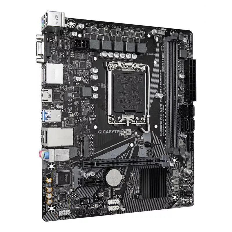 GIGABYTE H610M S2H V3 DDR4 Mainboard - Unterstützt Intel Core 14. Gen. CPUs, 4+1+1 Hybrid Digital VRM, bis zu 3200 MHz DDR4, 1x PCIe 3.0 M.2, GbE LAN, USB 3.2 Gen 1