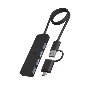 ICY BOX IB-HUB1424-C3 USB 3.2 Gen 1 (3.1 Gen 1) Type-A + Type-C 5000 Mbit/s Schwarz