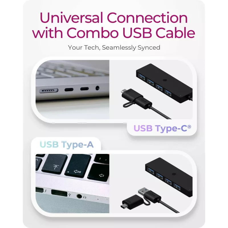 ICY BOX IB-HUB1424-C3 USB 3.2 Gen 1 (3.1 Gen 1) Type-A + Type-C 5000 Mbit/s Schwarz