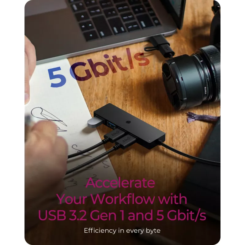 ICY BOX IB-HUB1424-C3 USB 3.2 Gen 1 (3.1 Gen 1) Type-A + Type-C 5000 Mbit/s Schwarz