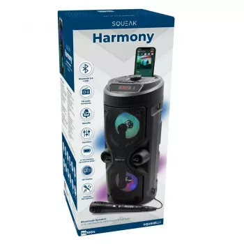 Tragbarer Stereolautsprecher SQUEAK SQ1004 Harmony BT 5.0, 40W RMS, Bluetooth 5.0, FM, LED, 8h Akku, Schwarz