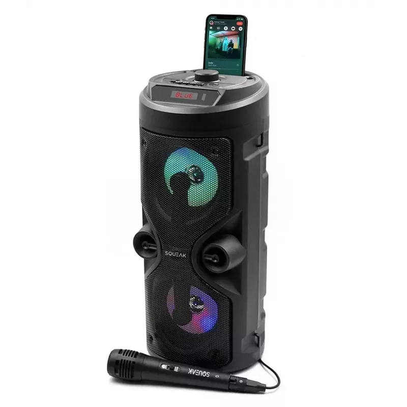 Tragbarer Stereolautsprecher SQUEAK SQ1004 Harmony BT 5.0, 40W RMS, Bluetooth 5.0, FM, LED, 8h Akku, Schwarz