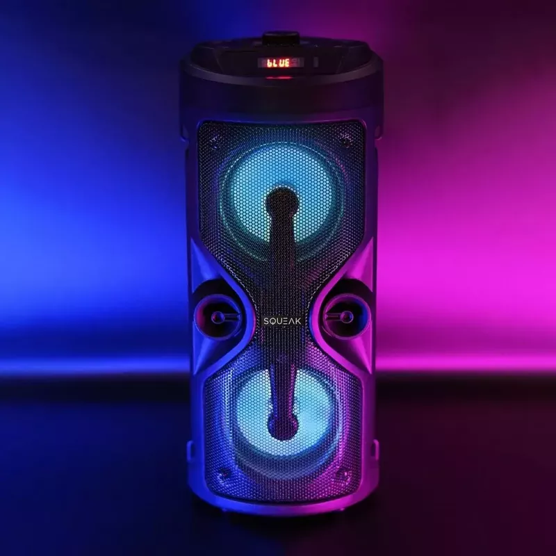 Tragbarer Stereolautsprecher SQUEAK SQ1004 Harmony BT 5.0, 40W RMS, Bluetooth 5.0, FM, LED, 8h Akku, Schwarz