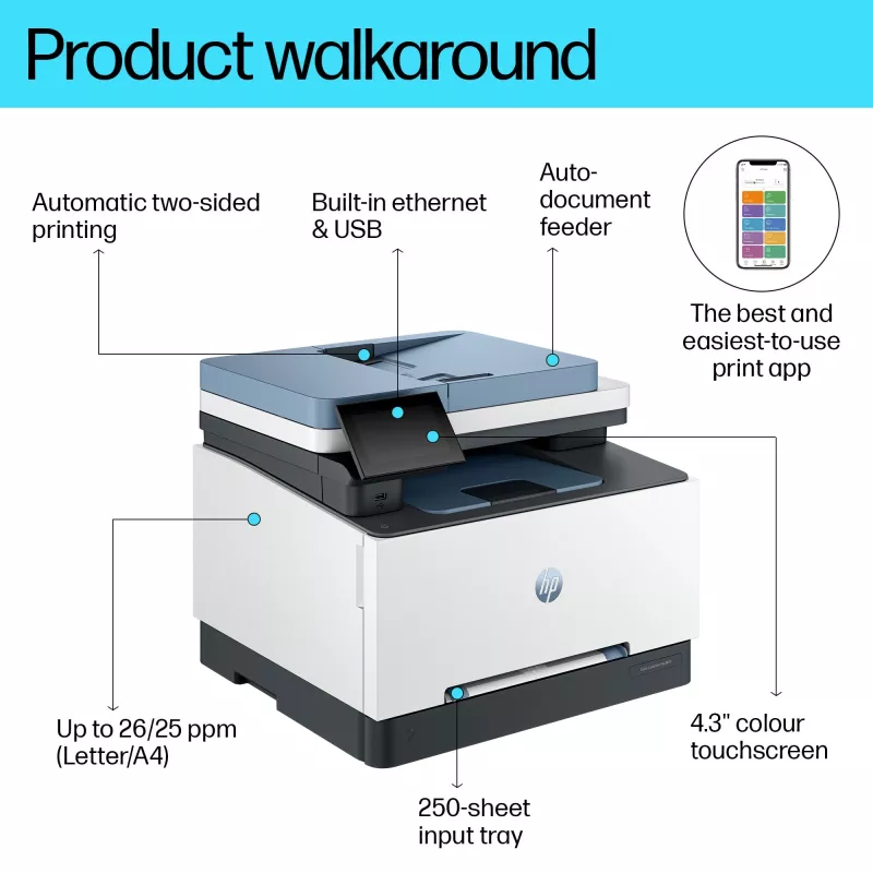 HP Color LaserJet Pro MFP 3302fdn, Laser, Farbdruck, 600 x 600 DPI, A4, Direktdruck, Blau