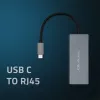 Qoltec 50352 RJ-45-Schnittstellenkarte USB Typ-C Buchse Grau