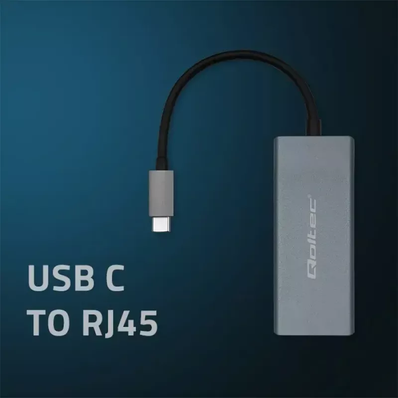 Qoltec 50352 RJ-45-Schnittstellenkarte USB Typ-C Buchse Grau