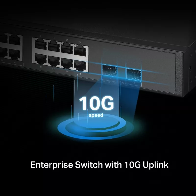 TP-Link Omada 16-Port 2.5G und 2-Port 10GE SFP+ L2+ Managed Switch mit 8-Port PoE+