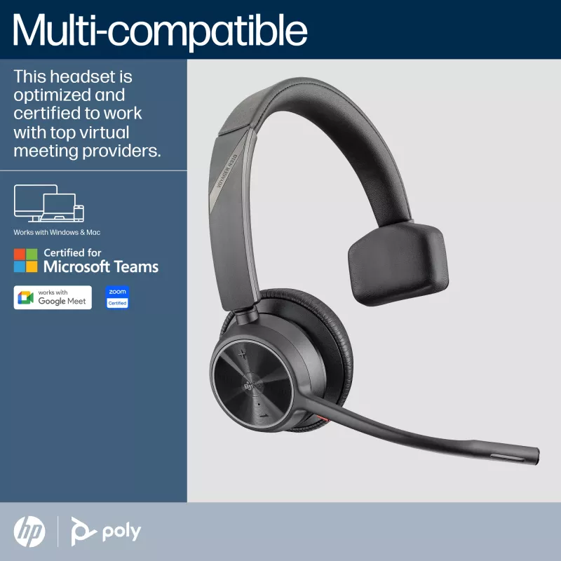 HP Poly Voyager 4310-M Microsoft Teams zertifiziertes USB-C-Headset +BT700-Dongle +Ladestation