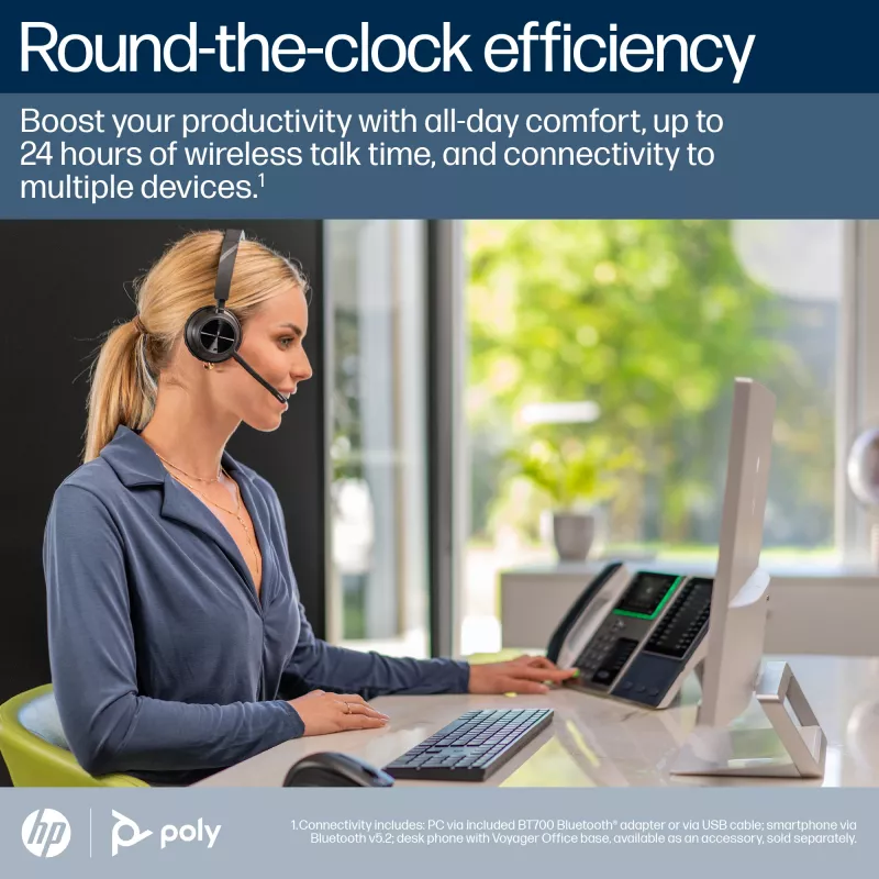 HP Poly Voyager 4310-M Microsoft Teams zertifiziertes USB-C-Headset +BT700-Dongle +Ladestation