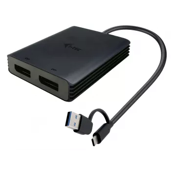 i-tec USB-A/USB-C Dual 4K/60 Hz DisplayPort Video Adapter, 0,27 m, USB Typ-A/USB Typ-C, 2 x DisplayPort, Stecker, Buchse, 3840 x 2160 Pixel