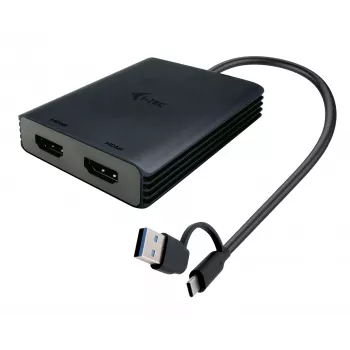 i-tec USB-A/USB-C Dual 4K/60 Hz HDMI Video Adapter, 0,27 m, USB Typ-A/USB Typ-C, 2 x HDMI, Stecker, Buchse, 3840 x 2160 Pixel